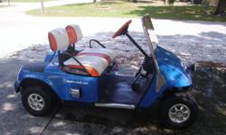 ONE OF A KIND AND A REAL HEAD TURNER.
WE HAVE A FAST 2 STROKE GOLF CART FOR SALE. BUILT ON A 96 EZ GO FRAME & BODY. POWER BY A POLARIS SNOW MOBILE ENGINE. IT HAS CUSTOM HEAT WRAPPED EXHAUST, BLOWER MOTOR & ADDITIONAL AIR INTAKES. WINDSHIELD IS NEW AND