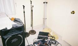 Used, one owner Fender Power Mixer and two microphone stands, sheet music stand&nbsp;and various song books.