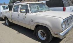 &nbsp;
We have the parts you need, click here.
&nbsp;
For Parts: 1980 Dodge D200
We have, for parts, a 1980 Dodge D200
5.9 engine 2 wheel drive automatic transission
Inventory REF #735
Photographs may not represent current state of vehicle. Photographs