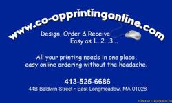 Full Color business cards printed double sided only $16.00 plus shipping.
Visit: www.co-opprintingonline.com or call 413-525-6686
upload your own artwork or use one of our templates.
Offer expires March 31, 2011