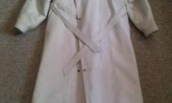 Fully lined white leather trench, hand made in South Korea. 51" from shoulder to tail