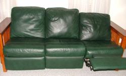 Couch and Loveseat, both recline. Green Leather, perfect condition. Like brand new. Would like $800.00 or best offer.