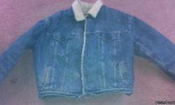 Nice warm button up denim coat. 100% cotton lined. In very good condition. $30.00, Shipping possible $7.00 more with paypal & usps. call/text 61four-21six-3172 Thanks.