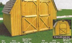Why pay rent for a storage shed you DON'T own when you can OWN your own storage shed for LESS money? You can own an 8x8 garden barn for only $1,210.00 plus sales tax OR you can rent to own the same size shed for only $56.02 a month plus sales tax! With a