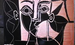 GRANDE TETE DE FEMME AU CHAPEAU ORNE Pablo Picasso
POSTER SIZE 18? X 24?
Linoleum cut, 1962
12 x 25 Â¼?
Courtesy Marlborough Graphics Gallery, New York
Photo by O.E. Nelson
Just a little bit of info that is found on the back of the picture: Line in this