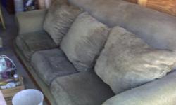 green fabrick couch with wood in good condition may need some steam cleaning been sitting in storage must sell so if&nbsp;75 is too much make me an offer even for less i must sell asap