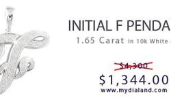 Large Initial Pendant on sale!!
Many of initial pendants are so attractive, you?d be happy to wear them even if they&nbsp;aren't&nbsp;your initial!
&nbsp;
1.65 Carat Initial F diamond pendant in 10k White gold
&nbsp;
2.1 Carat Initial F Large diamond