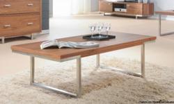 Hawthorne Coffee Table
&nbsp;
*Specifications
>dimensions: 47.25"x23.5"x17.75"H
>American walnut veneer top
>stainless steel legs
>matching end table, TV console or cabinet sold separately
&nbsp;
*Xmas Deal
Regular price $319.99, Now $219.99
While