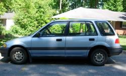 1990 Honda Civic Wagon: blue, 4cyl., auto., ps, pb, fwd; new tires, battery, radiator, exhaust and emissions; runs well but needs engine work, ac compressor and paint; everything else is fine; 250K, 1 owner, $800; 404-351-3153.