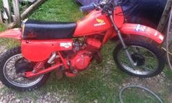 Honda cr 80 bored up to 110 two stroke runds great. Missing kick stand everything original but the piston very good bike and very fast there is five gears on it needs new tire rubber wore out seat has a rip on the back paint faded a little