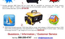 Instant Power&nbsp;by ShopZoneOne
&nbsp;&nbsp;&nbsp;&nbsp;&nbsp;&nbsp; 1. &nbsp;&nbsp;&nbsp;&nbsp;&nbsp;&nbsp;&nbsp;
1.&nbsp;&nbsp; {C}Portable generator 880 Watt,1100 wt. surge, 880 wt. rated,800 wt. continuous duty. Great camping generator,57 DBA at 7