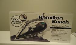 The lightweight Hamilton Beach 14977 HB Iron helps you press your clothes quickly and easily. This professional, stainless steel iron comes with anti-drip technology that reduces water leakage. The heavy-duty stainless steel soleplate on this Hamilton