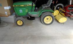 I HAVE A JOHN DEER LAWN TRACTOR,HAS NEW MOTOR,SNOWBLOWER,ROTOTILLER,AND LAWN MOWER,I WANT $1100.00 FOR IT,YOU CAN CALL ME AT 207-793-4019. WON'T LAST AT THIS PRICE,SERIOUS CALLER'S ONLY.&nbsp; pjensen4@roadrunner.com