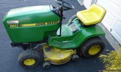 John Deere 160
For sale a John Deere 160 lawn tractor complete with a 38? mower deck, rear bagger / new bags, plow blade, tire chains, and weights. Tractor runs good and uses no oil.