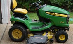 John Deere Select Series X300 Lawn mower. This is not your big box Deere. This commercial series Deere is only available at your John Deere dealer. The X324 riding mower has 4 wheel steer for tight turning and a 48 inch cutting deck driven by a 22 HP