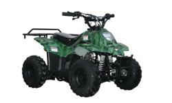 Kids 110cc with safety features is on sale now!!! With several colors to choose from: Green Camo, Red, Blue, Black, and Pink Camo
ATV is fully automatic, has remote kill switch, governor to limit speed, foot brake (which is easier for kids to use),