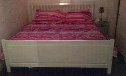king size ikea hemnes bed frame only... excellent condition, adjustable bed sides. Its a beautiful bed for a really good price, I am only selling it because its too big for my new place! Please reply if interested or call 915-328-9028
