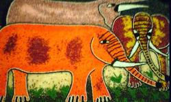 " The Elephants ", 20 3/4 x 28 Original Framed Artwork from Nigeria. Priced at $350, shipping included.