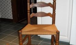 A set of 4 chairs. Used Ladder Back Side Chairs with rush seats. $55.00 each set of 4 at $200.00. See photos for finial style. Call Tom Taylor at 516 848 5179 or email me at Tom@mag4lists.com.