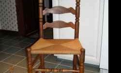 A set of 4 chairs. Used Ladder Back Side Chairs with rush seats. $55.00 each set of 4 at $200.00. See photos for finial style. Call Tom Taylor at 516 848 5179 or email me at Tom@mag4lists.com.