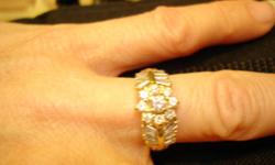 Ladies Diamond Ring
14Kt Yellow Gold, Round and Baguette Cut Diamond Ring.
Approximately 1.25ctw baguette and round cut diamonds
Ring Size: 4 3/4
Please email if interested...cash only!