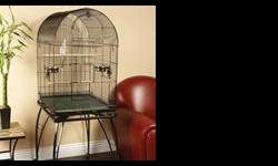 Large and beautiful black bird cage with plenty of room. It can be used as cockatiel cage, but can fit many other types of birds as well. I purchased it and used it for a short time, as I was gifted one right after.
This cage includes the stand with