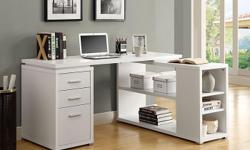 Lauren Hollow-Core L Shaped Computer Desk
*Specifications
>dimensions: 60"x47.25"x29.5"H
>available in white or cappuccino finish
>can be used either in right or left handt side
>made of MDF
>assembly required
&nbsp;
*Xmas Deal
Regular price $349.99, Now