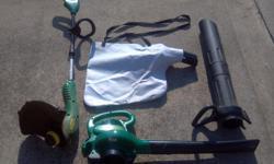 Electric Weedeater. Electric blower/vac with attachments and bag. Good condition. $75.00