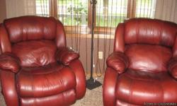 These are a pair of leather recliner rockers that have been in a living room that we never use so are like new. Purchased at Hom furniture.
