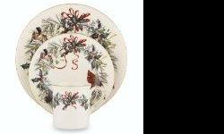 Reasonable offers accepted!
Set your table with this delightful dinnerware bearing the acclaimed artistry of Catherine McClung.&nbsp;
The festive design is an intricate composition of garden birds, red and gold bows and holly.&nbsp;
Crafted of fine china