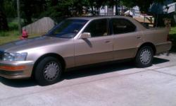 1992 Lexus Ls 400 Gold with tan leather interior.
Has some minor cosmetic flaws on body
85,000. original miles, overhauled AC system in August 2011 is ICE COLD!
New front brakes August 2011 and reliable
Call 850-9397164 - call or text 850-5431751