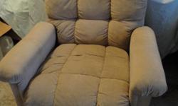 Like new, tan suede electric reclining/lift chair with remote control. Paid $600. Great for anyone that is disabled or has difficulty standing up from sitting position. This is a large chair. Very comfortable and clean. Excellent condition.