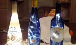 wine bottles with lights inside makes great night lite