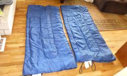 I have&nbsp;two 30 deg. square sleeping bags that can&nbsp;zip together.&nbsp; Great for&nbsp;RV or car camping.&nbsp; They are clean and lightly used.&nbsp; Only a couple years old.