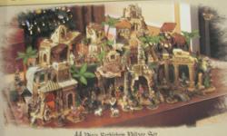 44 Piece Porcelain Little Town of Bethlehem set.&nbsp; Authentic details - includes Bethlehem square and 6 lighted village buildings.&nbsp; 35 Accessories, approx 1" to 9 1/2" high.&nbsp; No pieces missing or broken.&nbsp; Excellent Condition.&nbsp;