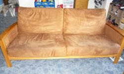 couch, loveseat, & chair brown microfiber with wood frame. good condition non smoking home