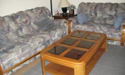 Living room set. sofa, loveseat, two endtables with storage space, and 1 coffee table.
