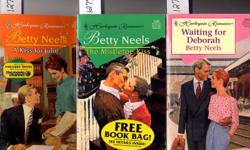 Lot of 3 Harlequin Romance paperbacks by Betty Neels
#3400 Waiting for Deborah
#3483 The Mistletoe Kiss
#3512 A Kiss for Julie
0373034008 0373034830 0373035128, Paperback, 186pp, 186pp, 187pp, Romance, Series
Harlequin 1996, 1997, 1998
Condition: used,