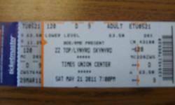 LYNYRD SKYNYRD AND ZZ TOP (4) TICKETS!!
Times Union Center Albany New York
May 21,2011
Section 120 Row D
Seats 9,10,11,12
$300.00 (4)
CALL MIKE 914- 755- 9921