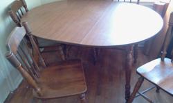 Hardrock maple, mfg in Maine
Separately:
Table, $100
Chairs, $25 each
$175 for complete set