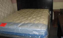 We have Queen sized mattress sets starting at $249. This includes a Queen size mattress and foundation.
These are brand new, still in plastic. They ARE NOT refurbished or used.
We also have Twins, Full size, King and Cal-King sized matress and sets. In