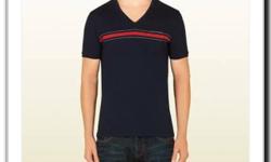 AUTHENTIC GUCCI SHORT SLEEVE POLO SHIRT Black cotton with signature detail red/green strip skinny base 100% cotton Retail $350