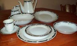 Great buy!!
Michelle Crown Ming Fine China includes
1 platter
1 coffee pot with lid
1 creamer
1 sugar bowl
1 vegatable bowl
8 bread plates
8 salad bowls
8 dinner plates
8 cups
8 saucers
Never been used.
Other sites sell for $450.00
Michelle, "Crown Ming"