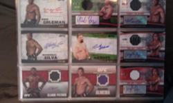 Price in parantheses are Beckett.com value
Well over $300 beckett value.
-I will also throw in all cards of the autographed fighter, like base cards and inserts. Some up to $25-$30 dollars.
ABOUT 5 DOLLARS PER AUTO!
Tank abbott 1st autograph (green) 61/88