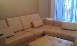 This is a USED modern sectional leather couch. The 3 piece leather corner couch is sectional so it can be rearranged to any side of the room that you prefer (left corner or right corner). The furniture does have tears as shown in the pictures provided.