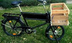Description
A classic Danish delivery bike. Huge basket on the front, rack on the back, three speeds. Includes lights (generator) front and rear, fenders, and a built in lock. Great for hauling all sorts of stuff, from the weekly groceries to the kids to