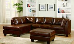 Morgan 3 pcs. Brown Bonded Leather Sectional Sofa Set
SKU: BL-9858BR-3R
Bring stylish seating into your living room with Morgan Collection. The Brown Bonded Leather Sectional Sofa Set creates perfect enhancement to any dining room decor. Simple yet