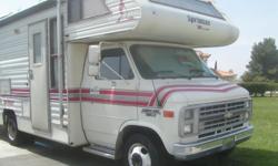 1987 Chevy 350 Mallard Sprinter Motor Home. 42,000 miles. 6 new tires, new pioneer stereo with cd player, all new interior upholstery. Self contained - includes freezer and refrigerator, stove and oven range, shower & tub, toilet, PA system,awning, top