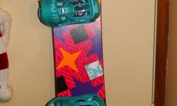 Bought snowboard never had the chance to use it. Includes new bindings and Burton carrying bag.