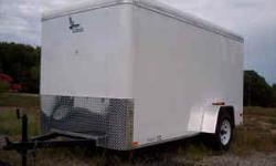 Want an economical enclosed trailer? Then this is it!
Trailer for sale is WHITE in color!
Features include:
3/8" plywood walls
3/4" plywood floor
15" white spoke wheels & tires
2990# axle with 4" drop
Swing-open style rear door
5' ceiling height
18" ATP